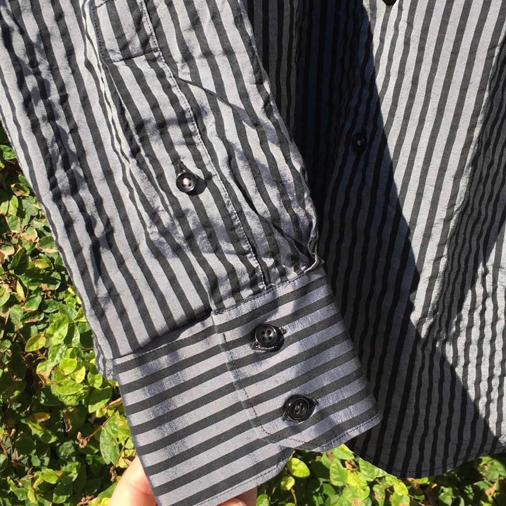 Thomas Pink Slim Fit Gothic Striped Button Down Shirt - Picture 3 of 9